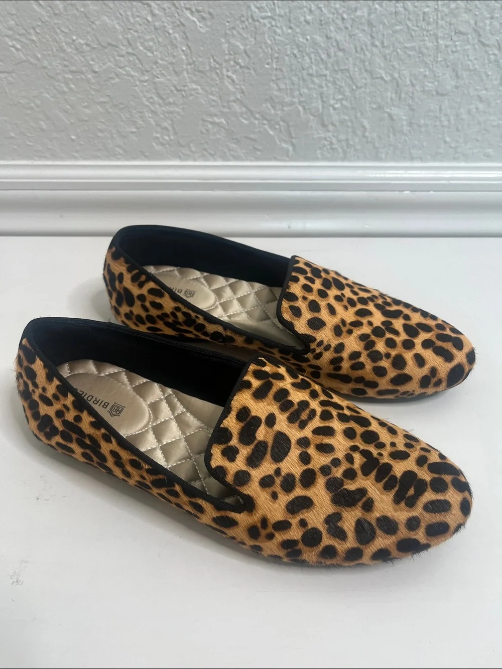 Birdies The Starling Cheetah Leopard Calf Hair Loafers Sz 7.5